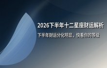 2026下半年十二星座财运指数解析：四档运势全面揭晓