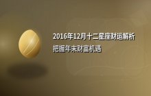 2016年12月十二星座财运解析：年末财富走势与机会指南