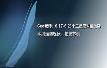 Geo老师十二星座一周财富运势详解（6.17-6.23）全面解析