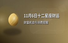 宋佳佳说星座：十二星座今日财运运势（11月6日）