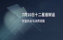 宋佳佳说星座：十二星座2026年7月10日财运运势分析