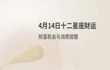 十二星座本周财富运势解析（4月14日-4月20日财运预测）